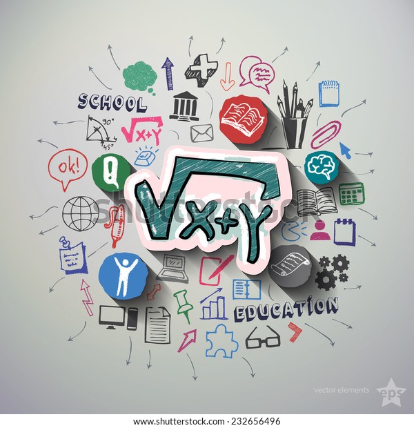 Education Collage Icons Background Vector Illustration Stock Vector ...