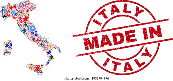 Education Collage Italy Map and Made in Textured Watermark