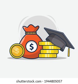 Education Or College Scholarship Icon Illustration. Flat Cartoon Style