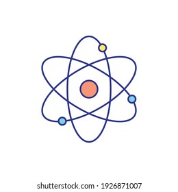 Education color icon. Atom. Thin line customizable illustration. Contour symbol. Vector isolated outline drawing. - Shutterstock ID 1926871007
