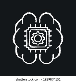 Bildfarbsymbol. Gehirn mit Computerprozessor. Dünne, anpassbare Illustration. Contour-Symbol. Vektor-einzelne Rahmenzeichnung. 