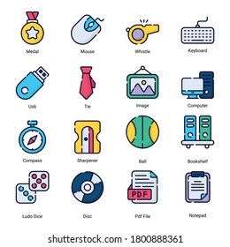education color line icons set isolated on white background