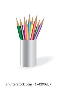 Education. Color pencils on a white background.
