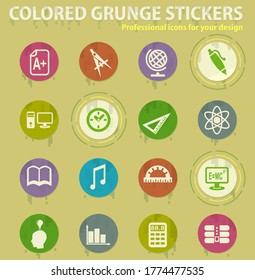 education colored grunge icons with sweats glue for design web and mobile applications