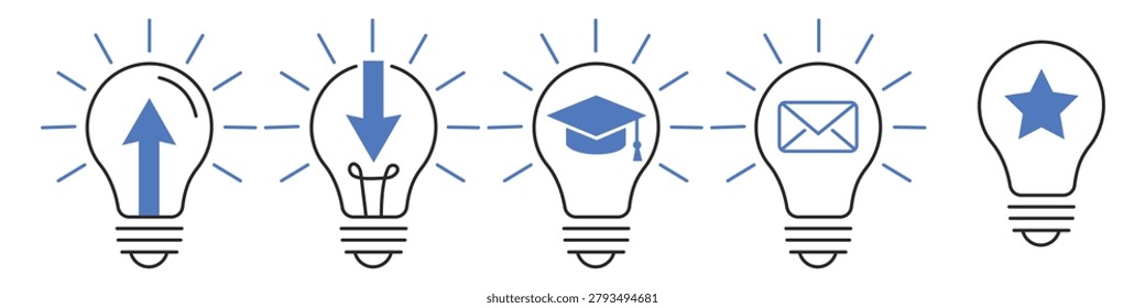 Education And Communication Light Bulb Icons Collection Learning Idea Message Achievement Elements for Academic and Business Projects