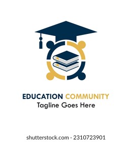 Education community design logo template illustartion. there are hat graduation, student, and book