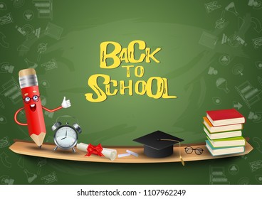 Education concept for back to school background, office supplies,icon. Vector illustration.