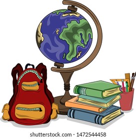 Education concept. Back to school hand drawn Vector illustration. Design element for wallpapers, web site background, wrapping paper.All objects can be moved, each item is drawn separately.