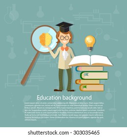 Education concept back to school teacher students open textbook knowledge teaching school board university think lessons idea vector background  