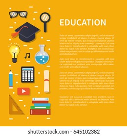 Education concept banner with text place. Flat style vector illustration. 