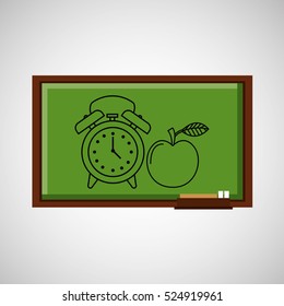 education concept blackboard with clock apple vector illustration eps 10