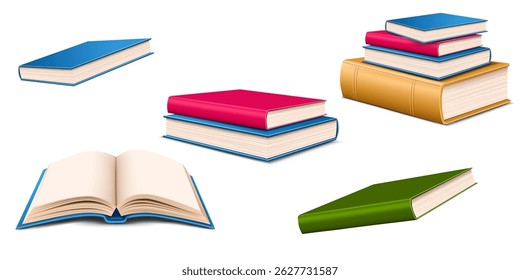education concept books isolated on the white background.open and closed single books,stack of books design template.back to school banner design clip arts vector illustration.
