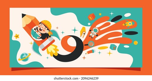 Education Concept With Cartoon Character