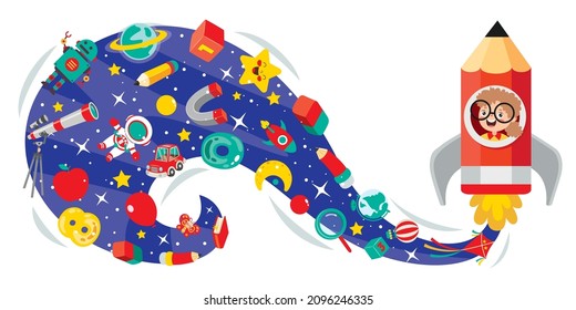 Education Concept With Cartoon Character