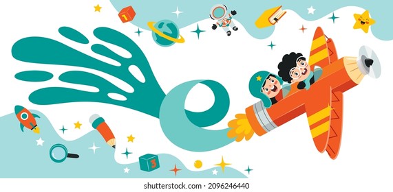 Education Concept With Cartoon Character