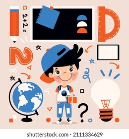 Concepto educativo con estudiantes de caricatura