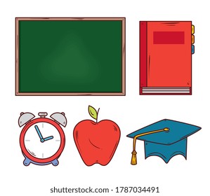 education concept, chalkboard with education icons vector illustration design