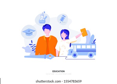Education  concept with character. Can use for web banner, infographics, hero images. Flat vector illustration isolated on white background.