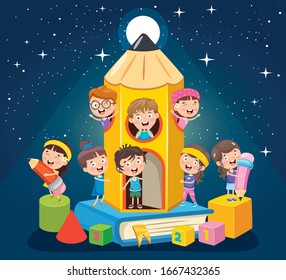 Education Concept Design With Little Children 