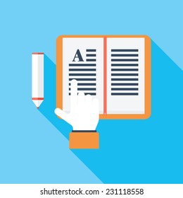 Education concept  flat icon. Modern flat icons with long shadow effect in stylish colors. Icons for Web and Mobile Application. EPS 10.