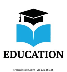 Education concept with graduation cap and open book symbol icon