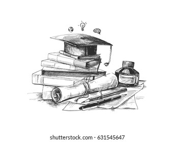 Education concept - Hand Drawn Sketch Vector illustration.