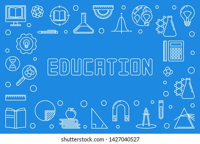 Education concept horizontal outline frame. Vector illustration or banner