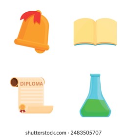 Education concept icons set cartoon vector. Learning process attribute. Training, learning