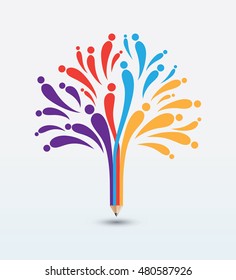 Education Concept Illustration - Educational Logo with Pencil