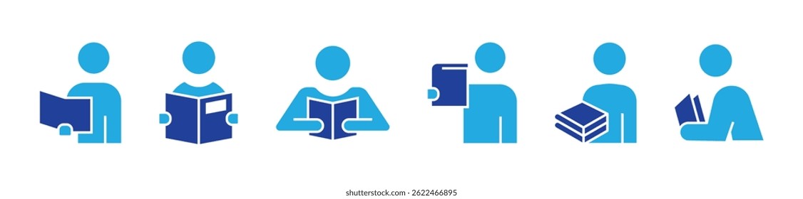 Education concept illustrations. Set of people vector illustrations in various activities of education, learning, reading book, online course and training, vector illustration for web and app