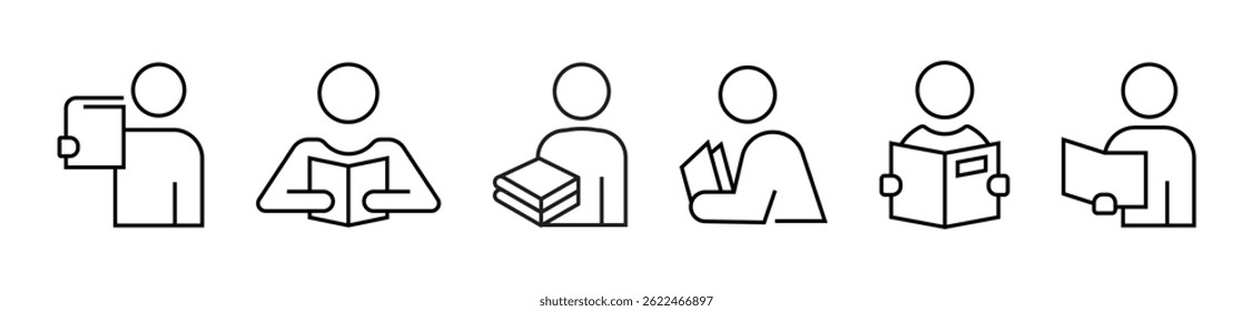 Education concept illustrations. Set of people vector illustrations in various activities of education, learning, reading book, online course and training, vector illustration for web and app