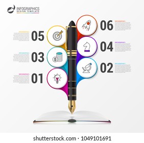 Education concept. Infographic design template with pen. Vector illustration