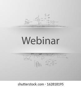 Education concept: inscription WEBINAR� with formulas on the background