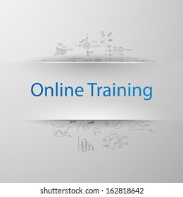 Education concept: inscription: ONLINE TRAINING� with formulas on the background