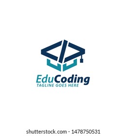 Education concept logos, digital code logo illustration, coding, programmer logo icon vetor, media logo.