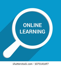 Education Concept: Magnifying Optical Glass With Words Online Learning. Vector illustration