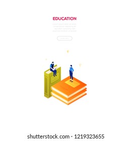 Education concept - modern isometric vector web banner