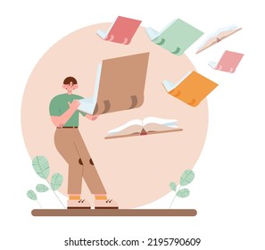 Education concept. Multidisciplinary and lifelong studying, knowledge gaining. Online education, modern urban development. Flat vector illustration