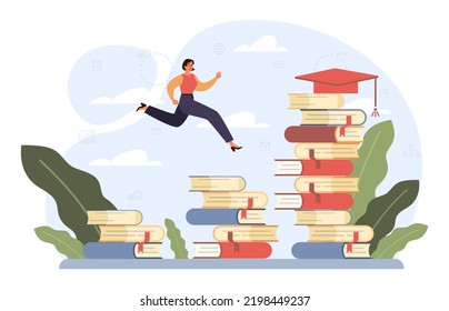 Education concept. Multidisciplinary and lifelong studying, knowledge gaining. Online education, modern urban development. Flat vector illustration