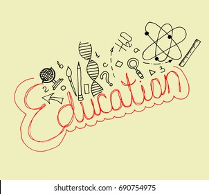 Education concept on creme background. Vector illustration.