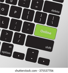 Education concept: Online on computer keyboard background