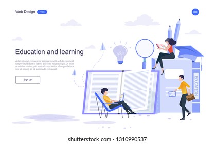 Education concept. Online training, e-learning, training and courses.flat design concept of education for website,banner,background.Vector illustration.