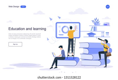 Education concept. Online training, e-learning, training and courses.flat design concept of education for website,banner,background.Vector illustration.