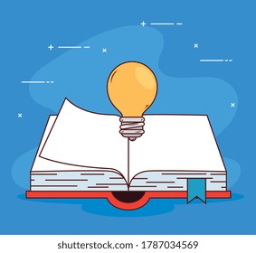 concepto educativo, libros abiertos con bombilla