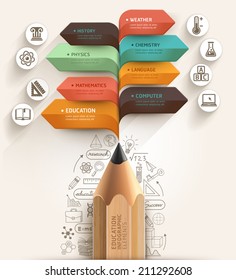 Education concept. Pencil and bubble speech arrow template. can be used for workflow layout, diagram, number options, step up options, web design, banner template, infographic.