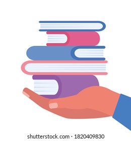 Education concept, reading books, gaining knowledge. Vector illustration in a flat style