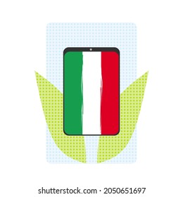 Education concept: smartphone whith italian flag created in gfunde style.