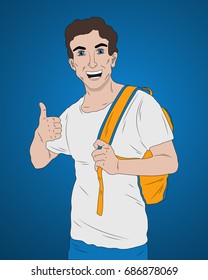 Education concept, Smiling person, Student, Smiling student, Smiling men, Cartoon vector Illustration