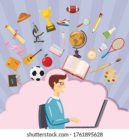 Education concept student. Cartoon illustration of education vector concept for web