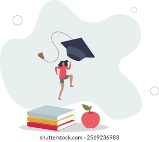 Education concept Student studying with book .flat design with people.